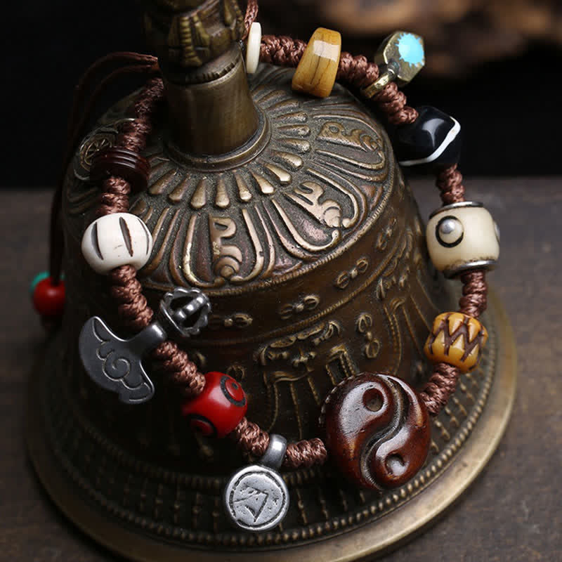 Buddha Stones Bransoletka równowagi z plecionej liny Bone Yin Yang - Image 3