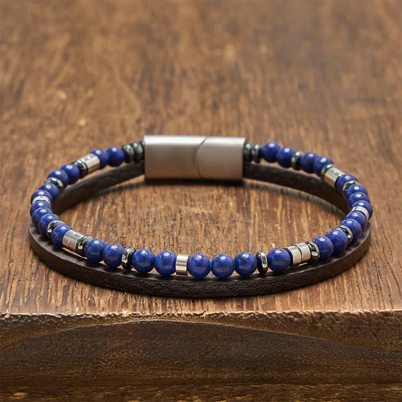 Buddha Stones Bransoletka skórzana Truth Double Wrap z lapis lazuli - Image 17