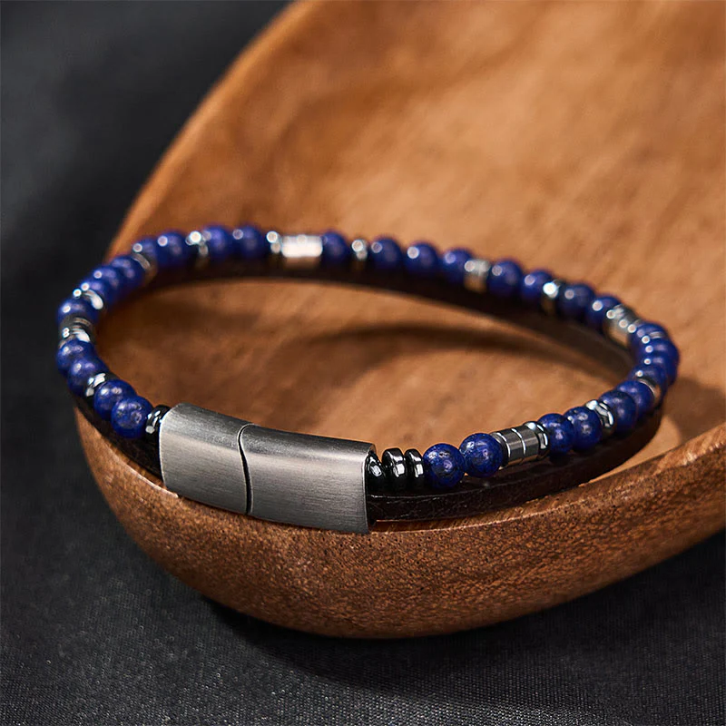 Buddha Stones Bransoletka skórzana Truth Double Wrap z lapis lazuli - Image 18