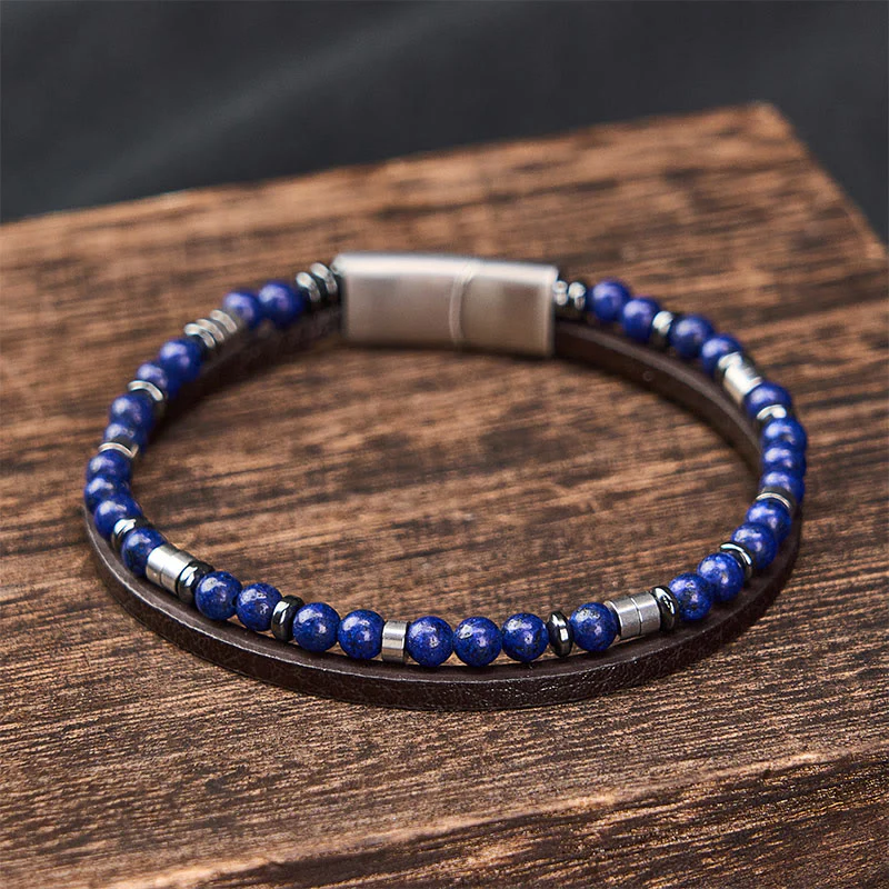 Buddha Stones Bransoletka skórzana Truth Double Wrap z lapis lazuli - Image 19