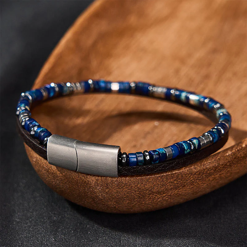 Buddha Stones Bransoletka skórzana Truth Double Wrap z lapis lazuli - Image 2