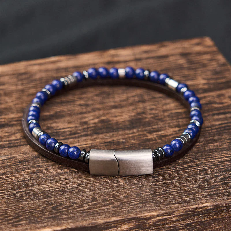Buddha Stones Bransoletka skórzana Truth Double Wrap z lapis lazuli - Image 20