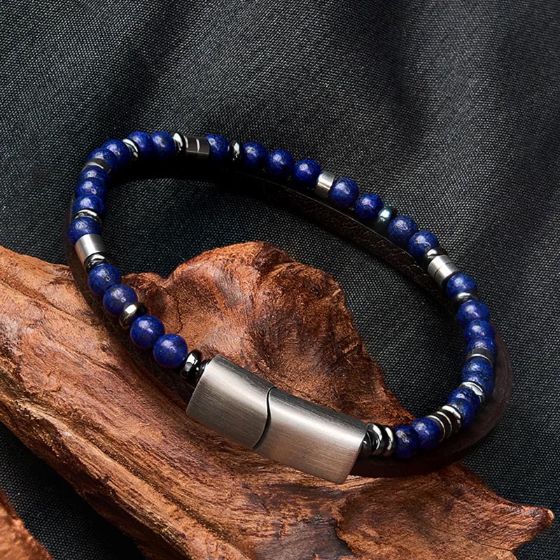 Buddha Stones Bransoletka skórzana Truth Double Wrap z lapis lazuli - Image 21