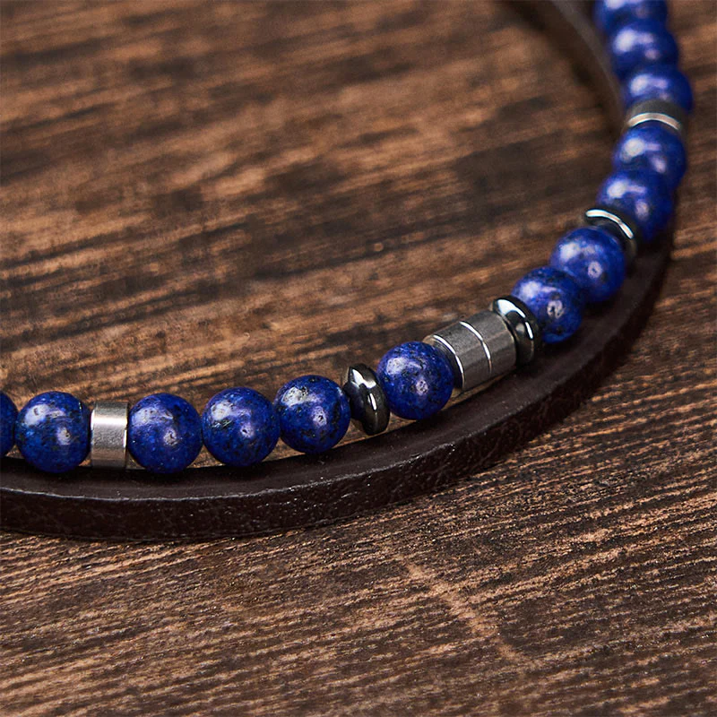 Buddha Stones Bransoletka skórzana Truth Double Wrap z lapis lazuli - Image 22