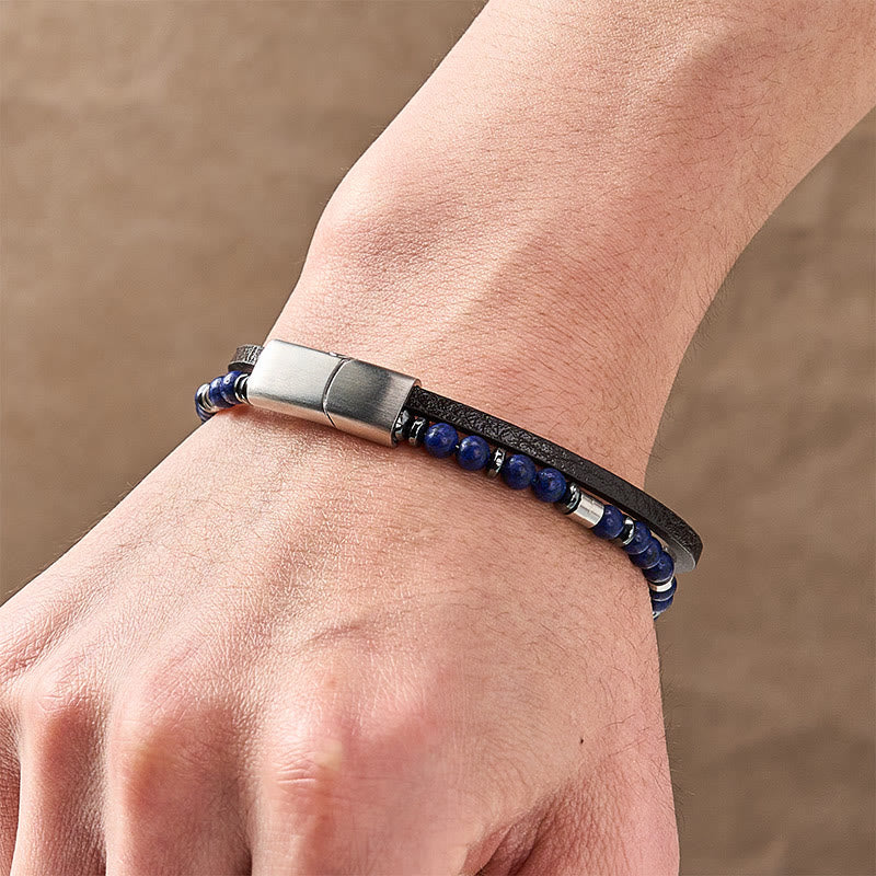 Buddha Stones Bransoletka skórzana Truth Double Wrap z lapis lazuli - Image 23