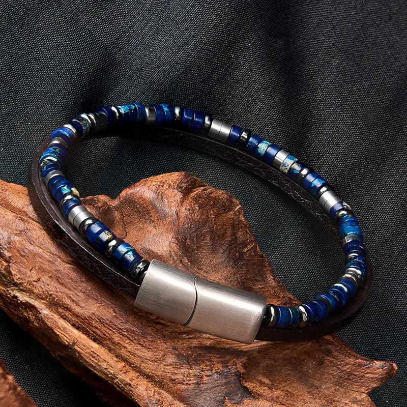 Buddha Stones Bransoletka skórzana Truth Double Wrap z lapis lazuli - Image 5
