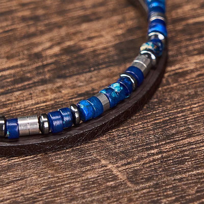 Buddha Stones Bransoletka skórzana Truth Double Wrap z lapis lazuli - Image 6