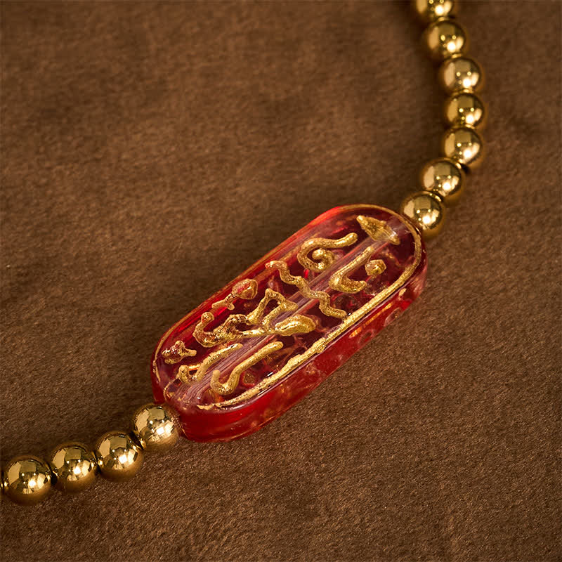 Buddha Stones Bransoletka stymulacyjna Liuli Om Mani Padme Hum ze stali tytanowej - Image 13