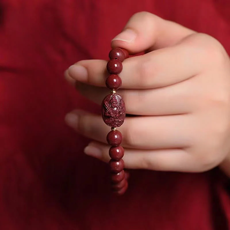 Buddha Stones Bransoletka z błogosławieństwem chińskiego zodiaku z motywem natalnego Buddy i cynobru - Image 12