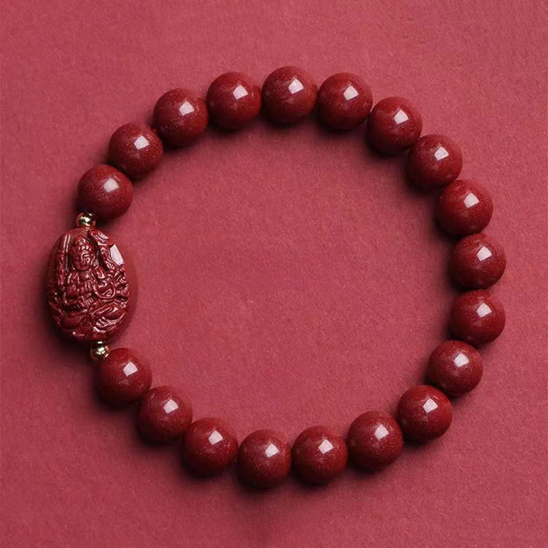 Buddha Stones Bransoletka z błogosławieństwem chińskiego zodiaku z motywem natalnego Buddy i cynobru - Image 2