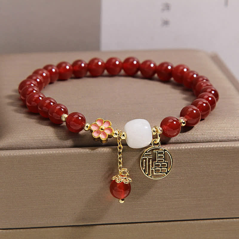 Buddha Stones Bransoletka z czerwonego agatu z kwiatem pewności siebie i szczęścia - Image 10