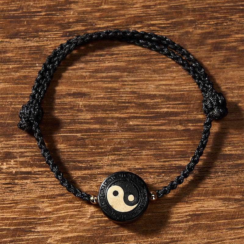 Buddha Stones Bransoletka z czerwonego sznurka uziemiającego Bagua z drewna hebanowego - Image 11