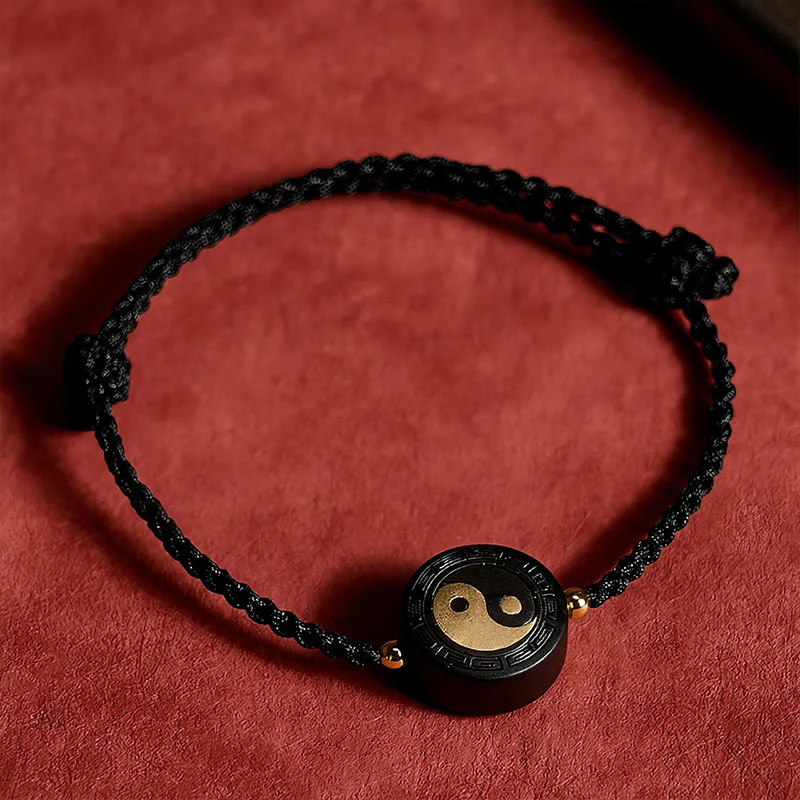 Buddha Stones Bransoletka z czerwonego sznurka uziemiającego Bagua z drewna hebanowego - Image 14
