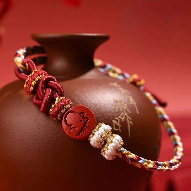 Buddha Stones Bransoletka z czerwonego sznurka z motywem koncentracji i chińskiego zodiaku cynobrowego - Image 21