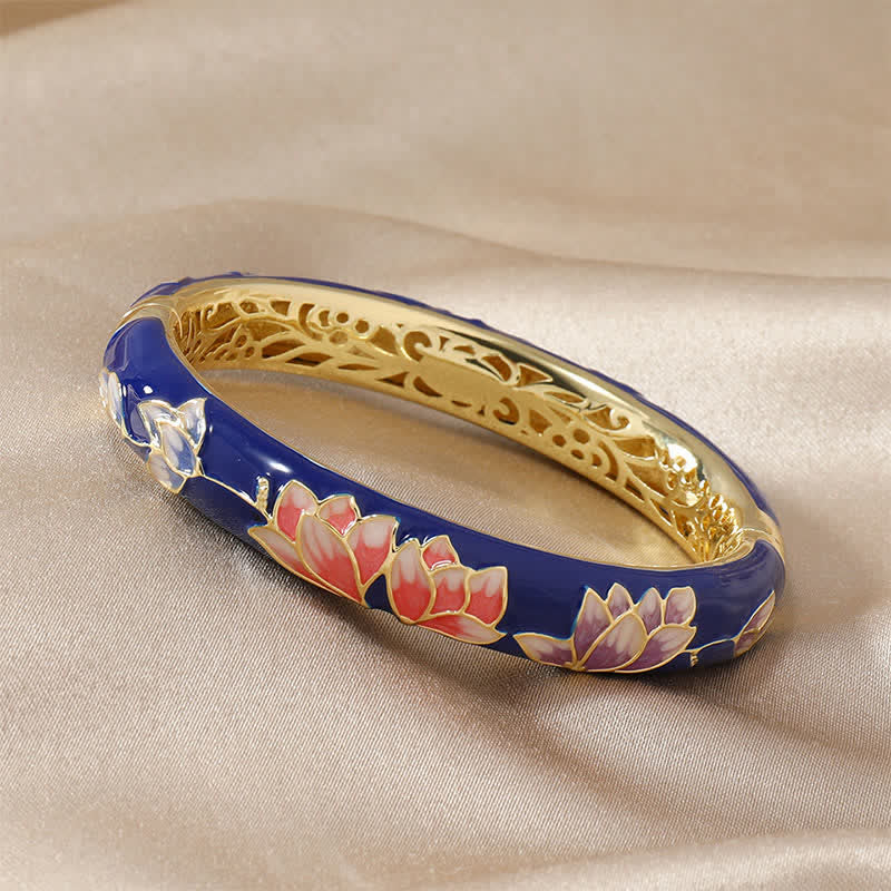 Buddha Stones Bransoletka z emalią oświeceniową z miedzianego lotosu Cloisonné - Image 3