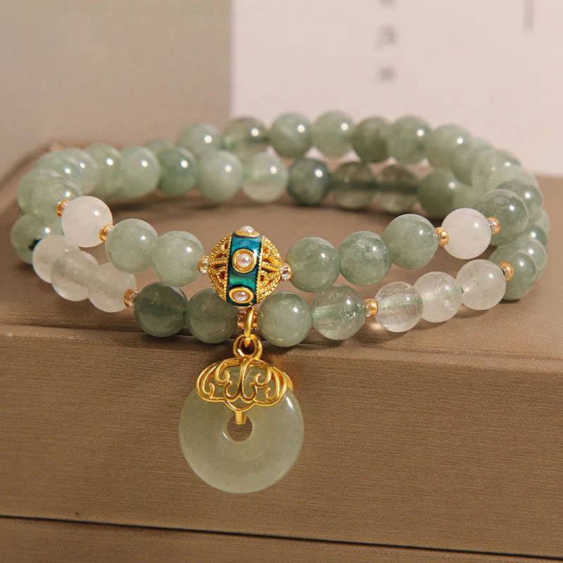 Buddha Stones Bransoletka z klamrą Zawieszka klamry pokoju Szczęście Podwójne owinięcie z zielonego awenturynu - Image 7