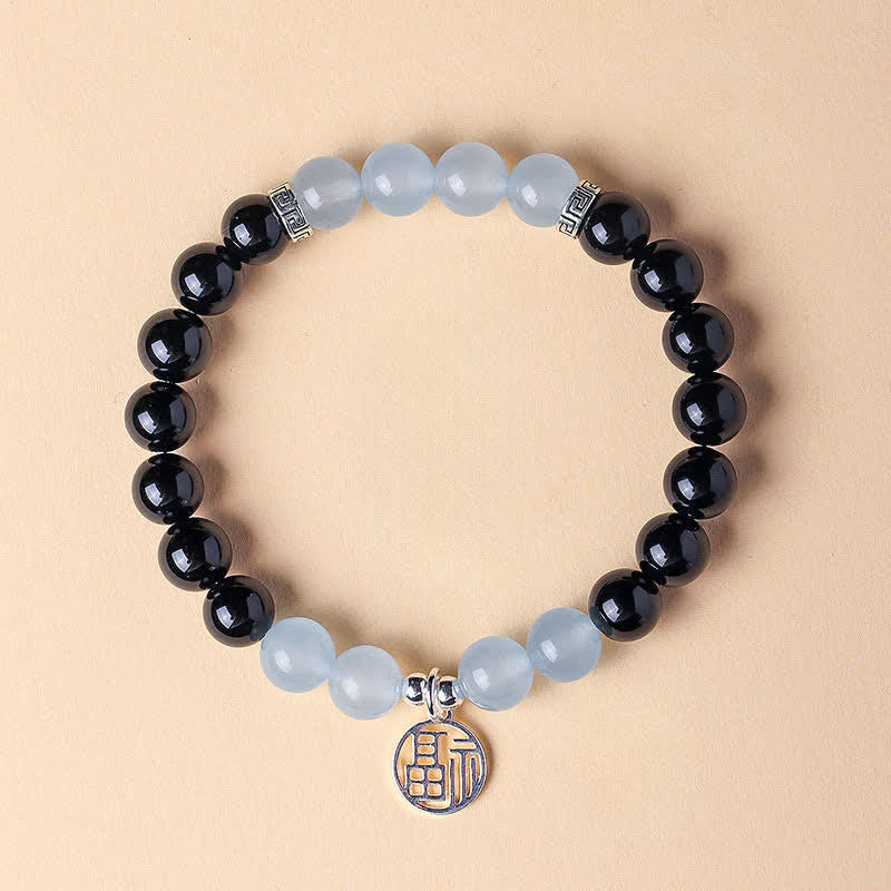 Buddha Stones Bransoletka z koralików szczęścia z czarnego onyksu Fu - Image 13