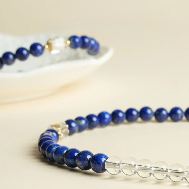 Buddha Stones Bransoletka z koralików z lapis lazuli i kwarcu - Image 14