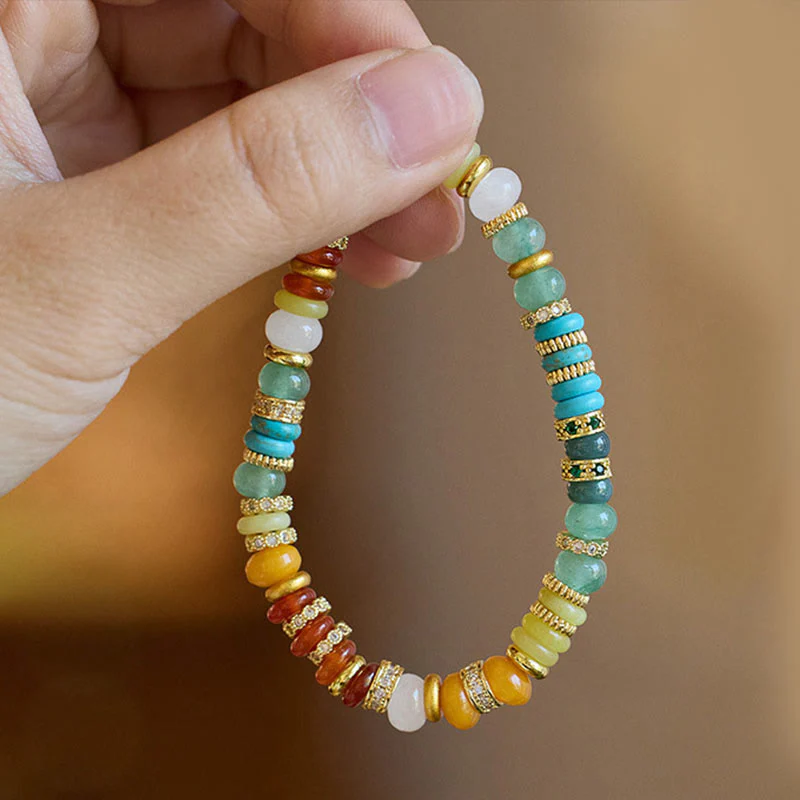 Buddha Stones Bransoletka z naturalnego czerwonego agatu i tęczowego jadeitu zapewniająca pewność siebie - Image 8