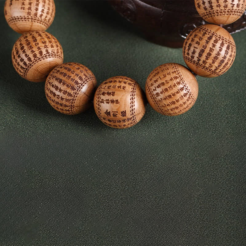Buddha Stones Bransoletka z naturalnego drewna abelia biflora Heart Sutra Om Mani Padme Hum - Image 14