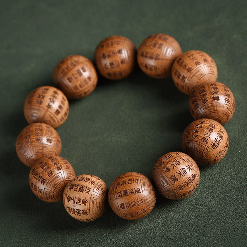 Buddha Stones Bransoletka z naturalnego drewna abelia biflora Heart Sutra Om Mani Padme Hum - Image 16