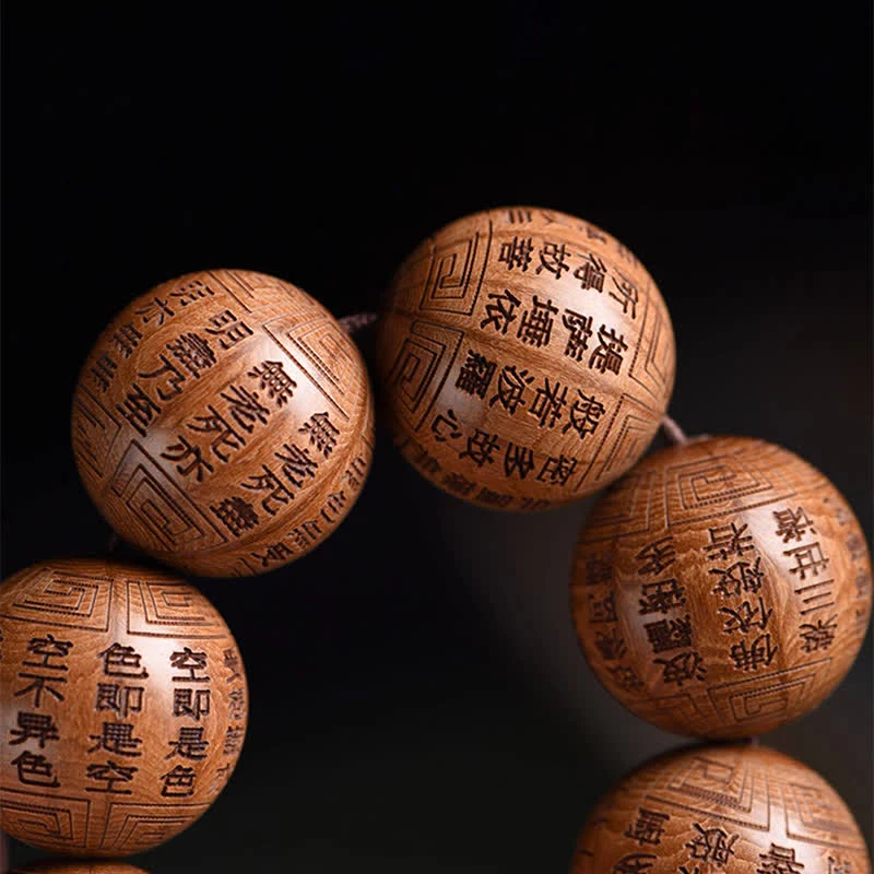 Buddha Stones Bransoletka z naturalnego drewna abelia biflora Heart Sutra Om Mani Padme Hum - Image 17