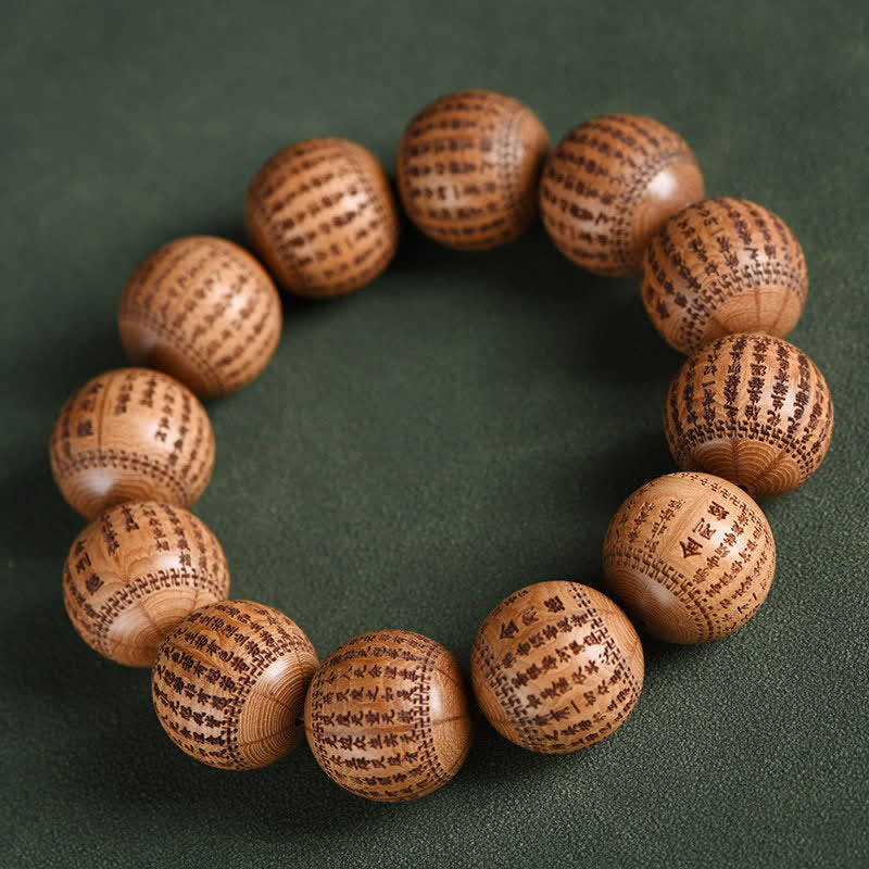 Buddha Stones Bransoletka z naturalnego drewna abelia biflora Heart Sutra Om Mani Padme Hum - Image 8