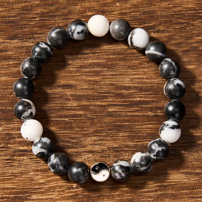 Buddha Stones Bransoletka z okrągłych koralików z agatu orki yin yang harmonia - Image 2