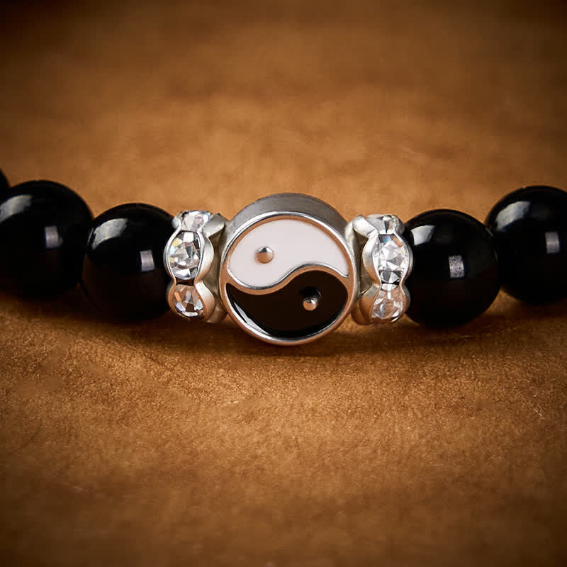 Buddha Stones Bransoletka z okrągłym charmsem z czarnego obsydianu Yin Yang - Image 12