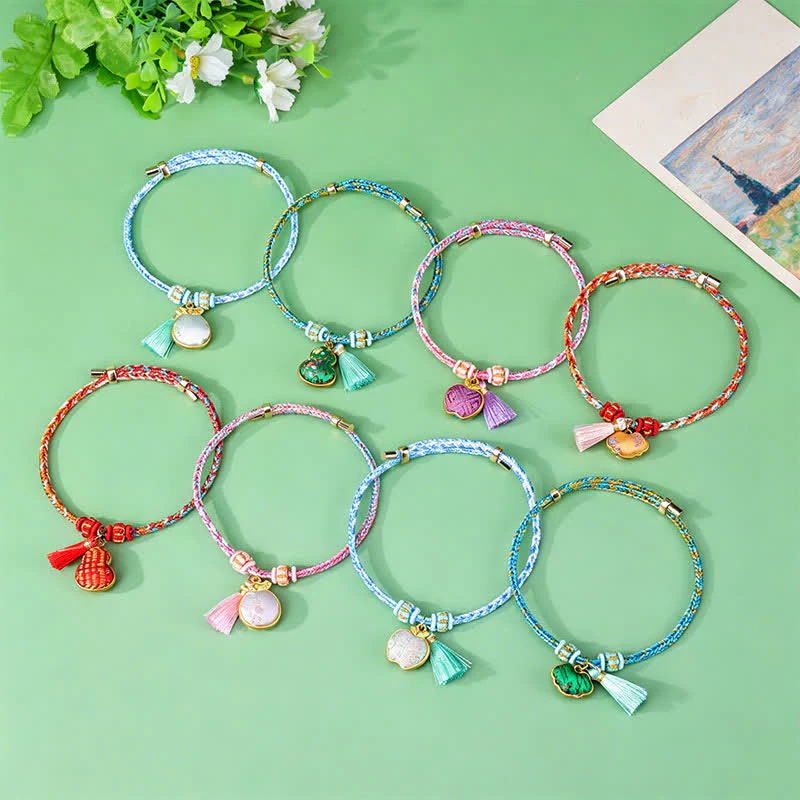 Buddha Stones Bransoletka z pięciokolorowego plecionego sznurka Song Brocade Ruyi Scepter Tassel Luck - Image 7