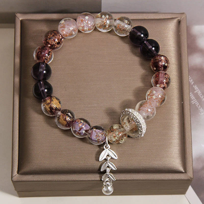Buddha Stones Bransoletka z zawieszkami z koralików szklanych Liuli w kształcie kolców pszenicy - Image 2
