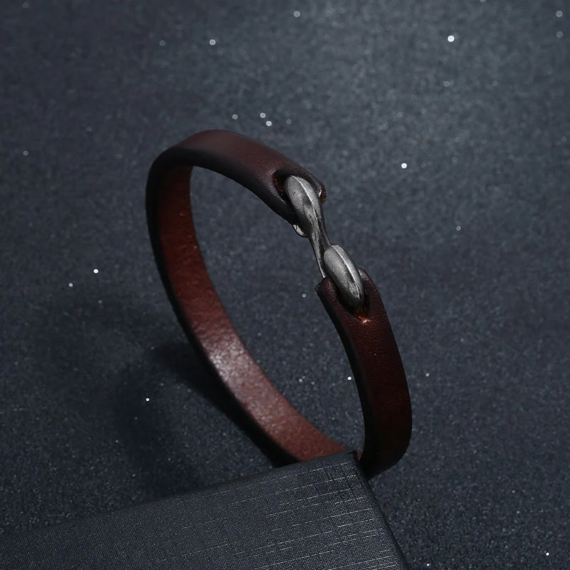 Buddha Stones Bransoletka ze skóry naturalnej Vintage Plain Strength Buckle - Image 8