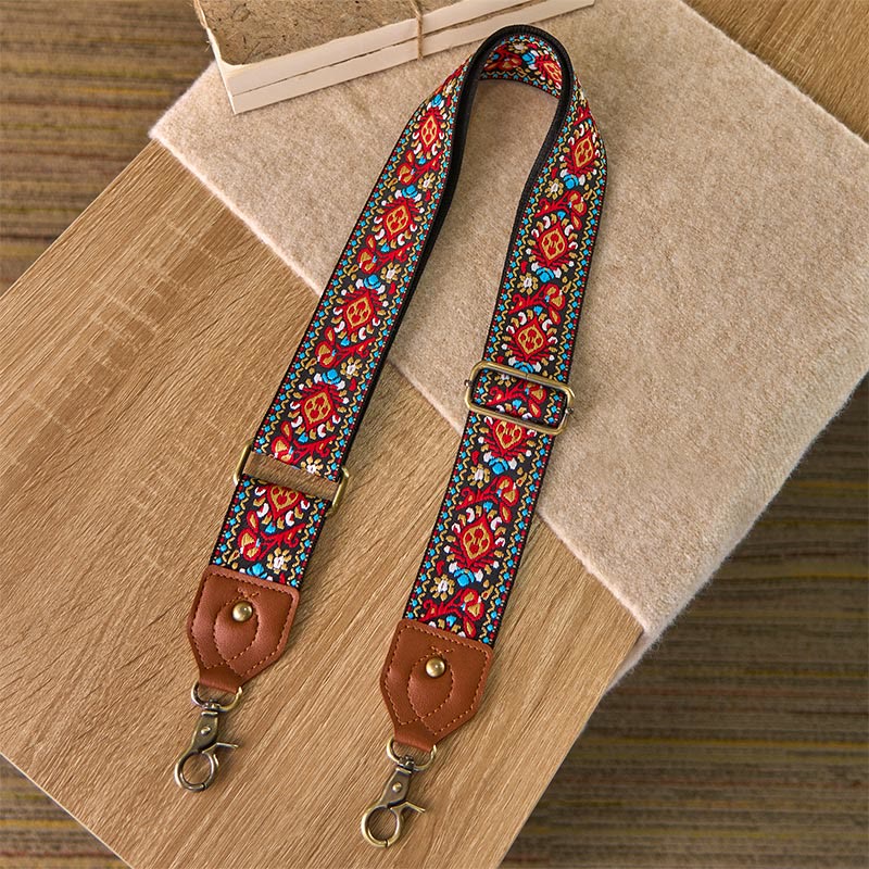 Buddha Stones Brązowo-Czarny Krokosz Żakard Regulowane Torebki na Ramię Crossbody Paski - Image 2