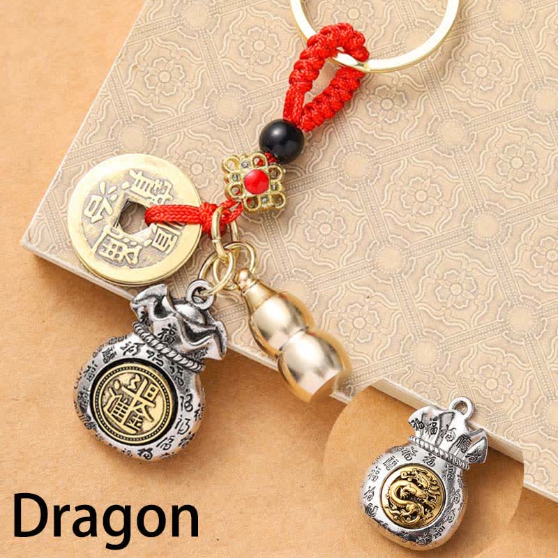Buddha Stones Breloczki ochronne z czerwonego sznurka z chińskim znakiem zodiaku, monetami pięciu cesarzy - Image 12