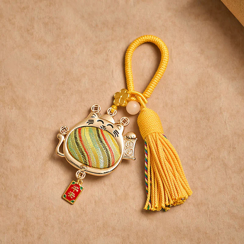 Buddha Stones Breloczki z frędzlami Song Brocade Lucky Cat Prosperity - Image 5