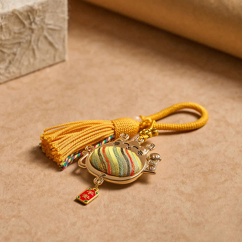 Buddha Stones Breloczki z frędzlami Song Brocade Lucky Cat Prosperity - Image 6