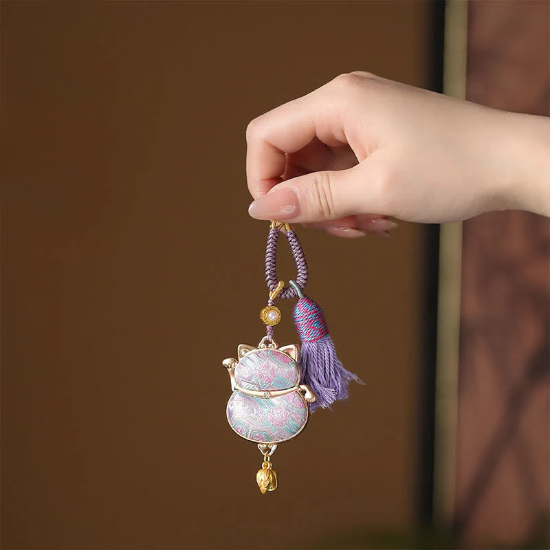 Buddha Stones Brelok z frędzlami Song Brocade Lucky Cat Wealth - Image 2