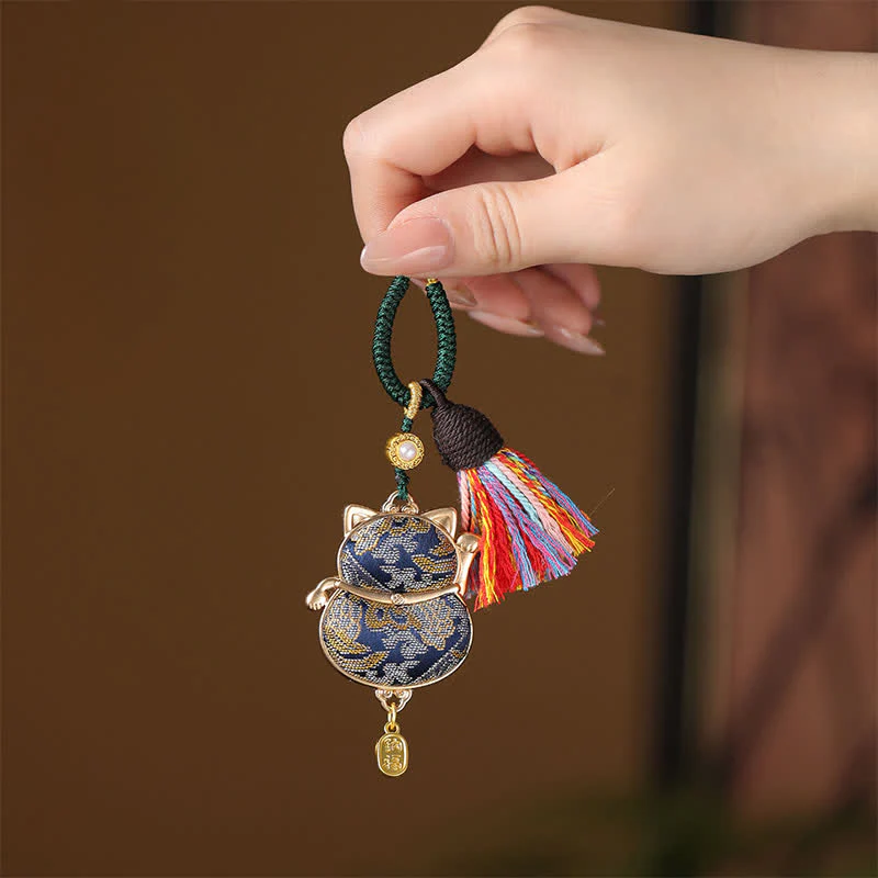 Buddha Stones Brelok z frędzlami Song Brocade Lucky Cat Wealth - Image 5
