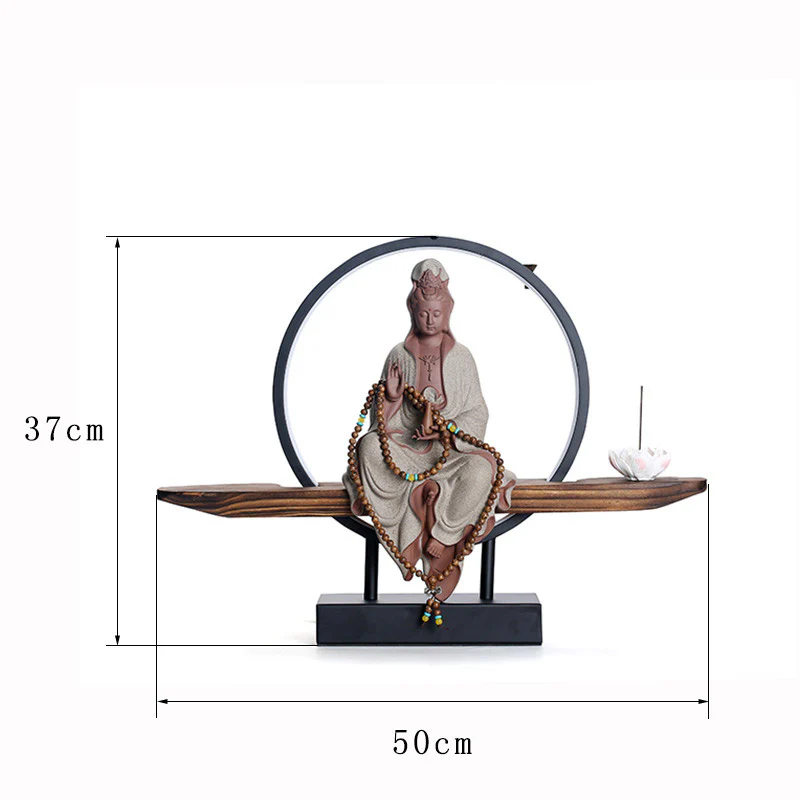 Buddha Stones Budda Awalokiteśwara Ceramiczny Lotos Relaksacyjny Kadzielnica Dekoracja - Image 18