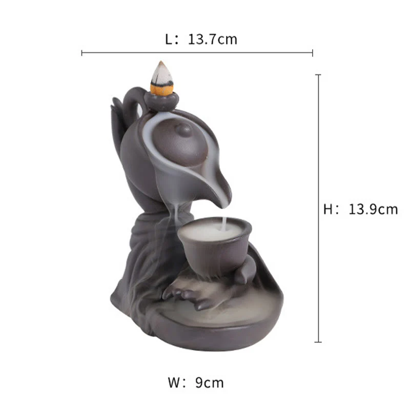 Buddha Stones Buddy Trzymająca Czajnik Filiżanka Ceramiczna Fontanna Dymna Z Cofaniem Uzdrawiająca Kadzielnica Dekoracja - Image 10
