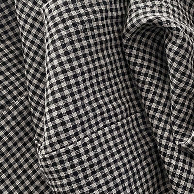 Buddha Stones Casual Plain Handmade Plaid Midi Dress Bawełniana sukienka bez rękawów z kieszeniami - Image 13