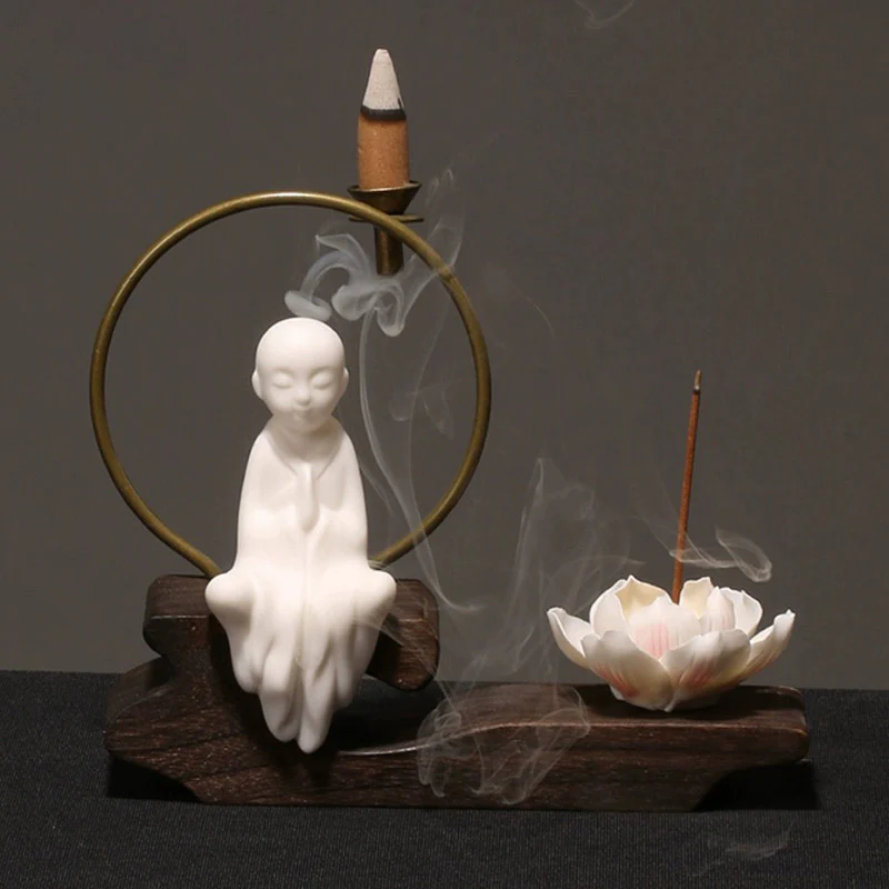 Buddha Stones Ceramiczny Lotos Uzdrawiająca Medytacja Kadzielnica Dekoracja - Image 10