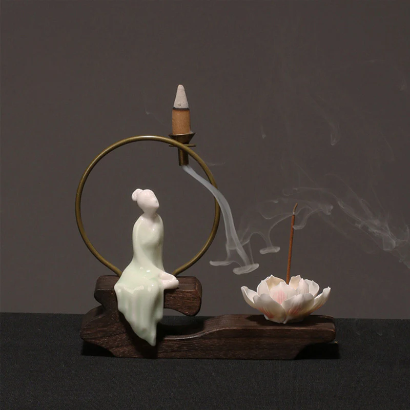 Buddha Stones Ceramiczny Lotos Uzdrawiająca Medytacja Kadzielnica Dekoracja - Image 13