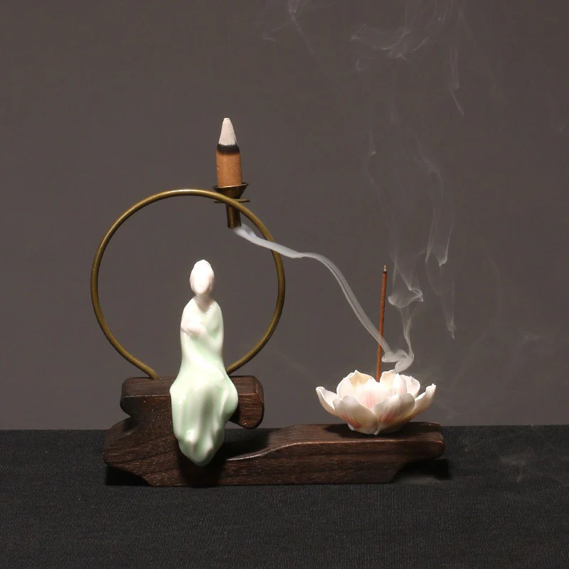 Buddha Stones Ceramiczny Lotos Uzdrawiająca Medytacja Kadzielnica Dekoracja - Image 14