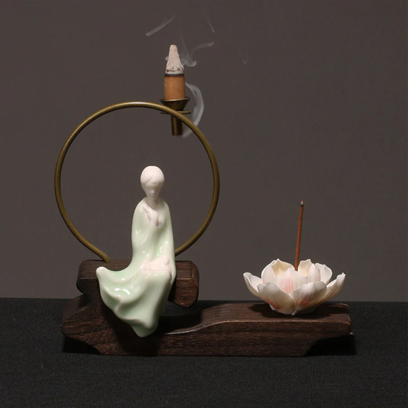 Buddha Stones Ceramiczny Lotos Uzdrawiająca Medytacja Kadzielnica Dekoracja - Image 15