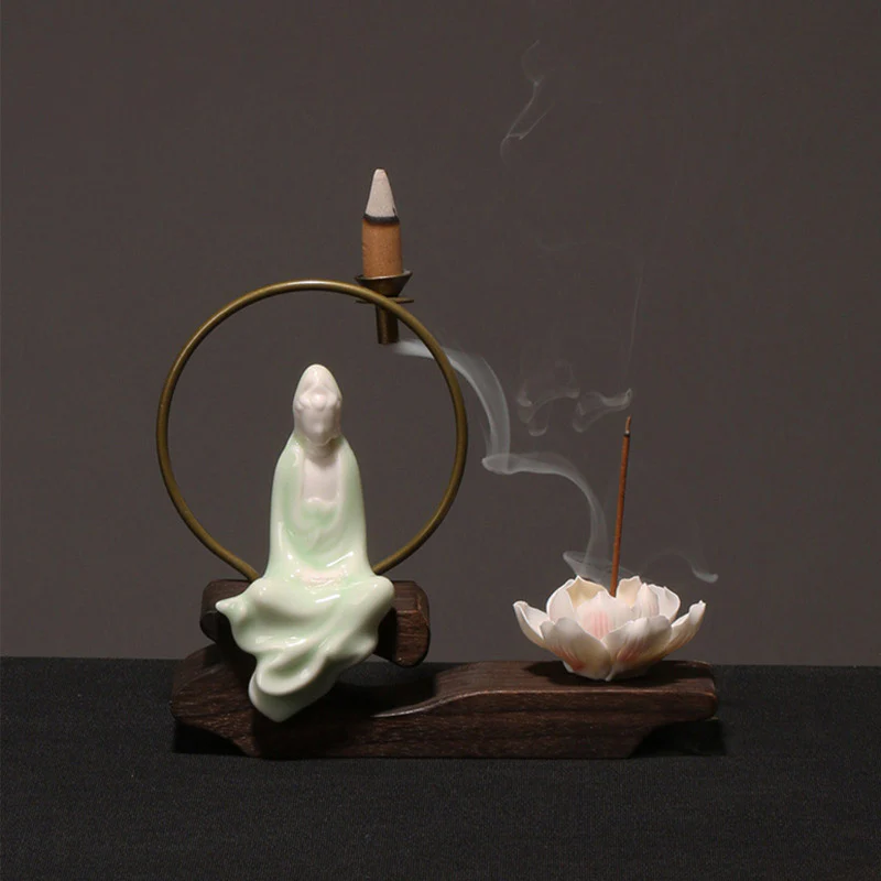 Buddha Stones Ceramiczny Lotos Uzdrawiająca Medytacja Kadzielnica Dekoracja - Image 16