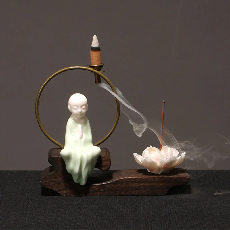 Buddha Stones Ceramiczny Lotos Uzdrawiająca Medytacja Kadzielnica Dekoracja - Image 17