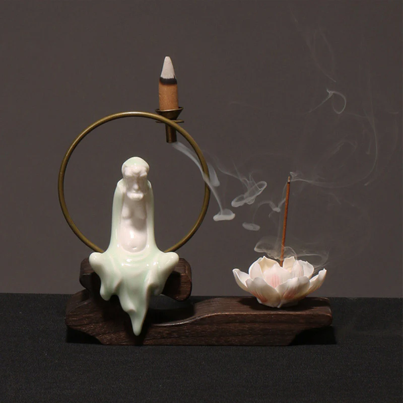 Buddha Stones Ceramiczny Lotos Uzdrawiająca Medytacja Kadzielnica Dekoracja - Image 18