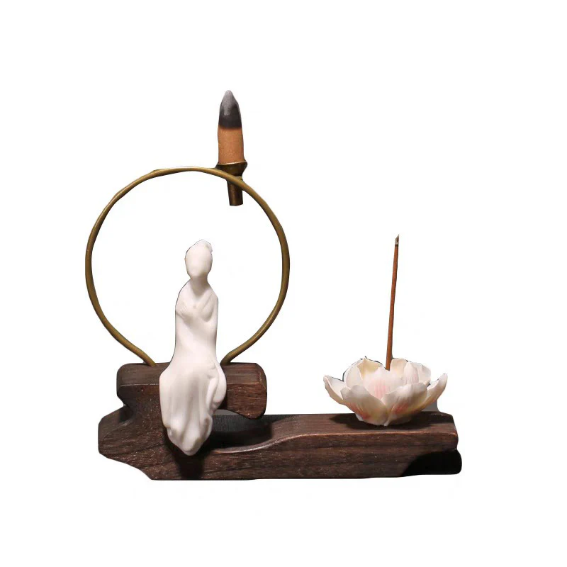 Buddha Stones Ceramiczny Lotos Uzdrawiająca Medytacja Kadzielnica Dekoracja - Image 19