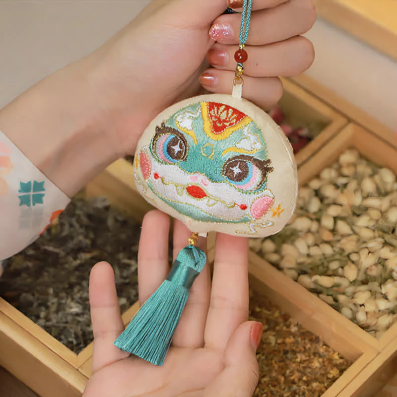 Buddha Stones Chiński haftowany smok tygrys frędzel szczęście uroczy zwierzęcy wystrój - Image 24